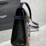 Saint Laurent Manhattan Shoulder Bag In Crocodile-embossed Shiny Leather 579271 Black